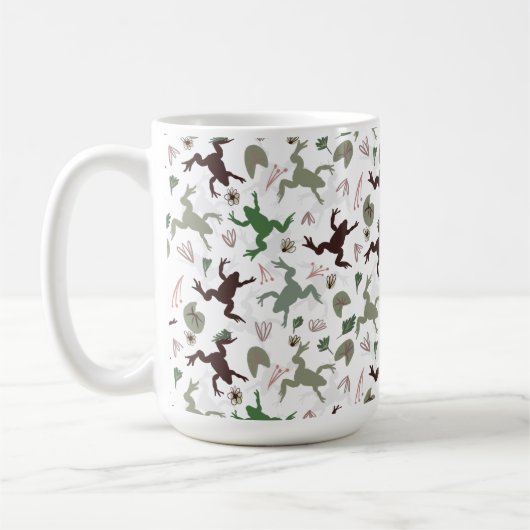 Cute Frogs Nature Floral Pattern Kaffeetasse (Links)