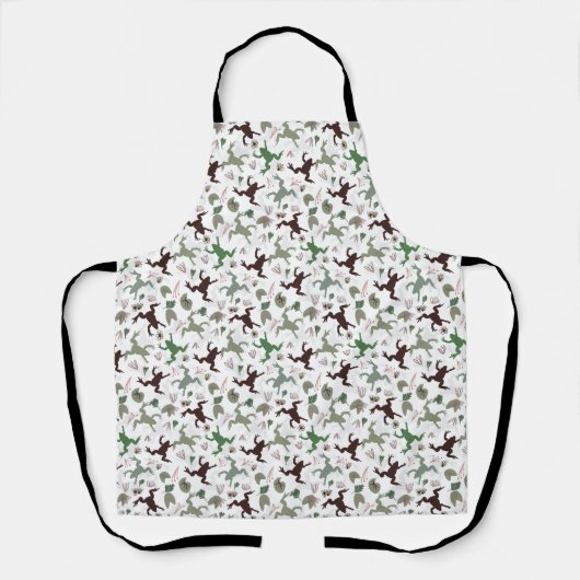 Cute Frogs Nature Floral Pattern Schürze (Vorderseite)