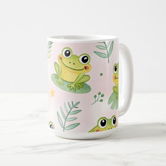 Cute frogs Pattern Kaffeetasse (VorderseiteRechts)