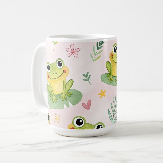 Cute frogs Pattern Kaffeetasse (Vorderseite Links)