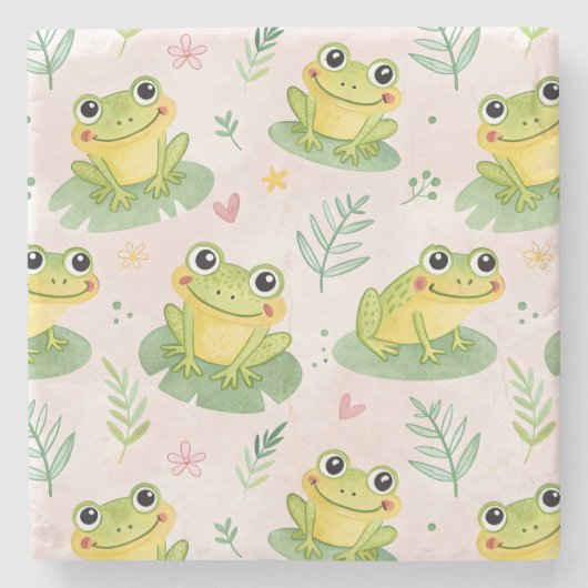 Cute frogs Pattern Steinuntersetzer (Vorderseite)