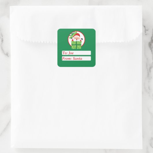 Cute From Santa Claus Green Custom Christmas Quadratischer Aufkleber (Tasche)