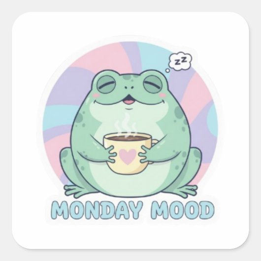 Cute Frosch Sticker Lustiger Frosch beim Kaffeetri (Vorderseite)