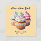 Cute Frosted Cupcake Bakery Quadratische Visitenkarte (Vorderseite)