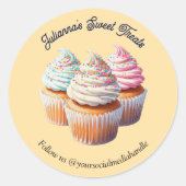 Cute Frosted Cupcake Bakery Runder Aufkleber (Vorderseite)