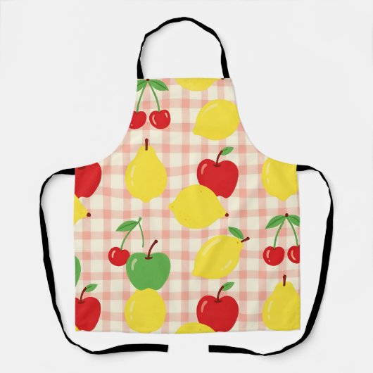 Cute Fruit Gingham Pattern Schürze (Vorderseite)