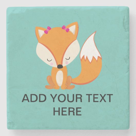Cute-Fuchs-Mädchentext Steinuntersetzer (Vorderseite)