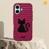 Cute Fuchsia Crochet Cat Custom Initial Monogram   Case-Mate iPhone Hülle