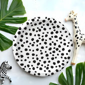 Cute Fun Black Dot Monochromatic Safari Pattern Pappteller