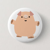 Cute Fun Cartoon Pig Button Badge (Vorderseite)