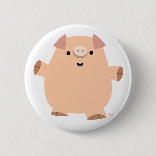 Cute Fun Cartoon Pig Button Badge (Vorderseite)
