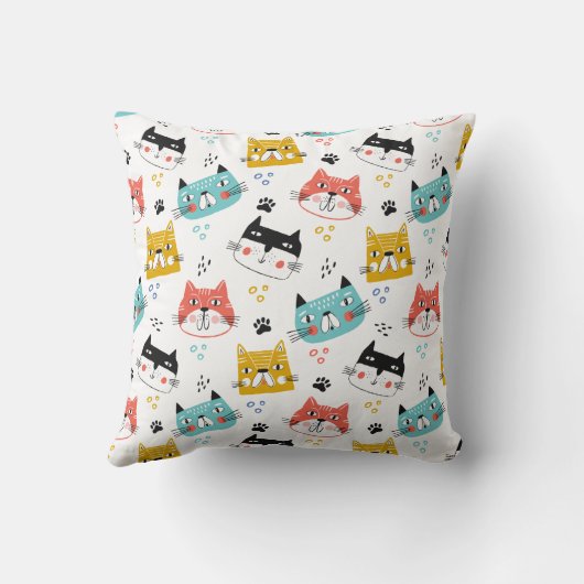 Cute fun cats pattern kids kissen (Rückseite)