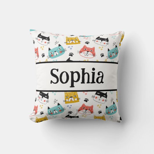 Cute fun cats pattern kids kissen (Vorderseite)