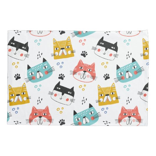 Cute fun cats pattern kids kissenbezug (Rückseite)