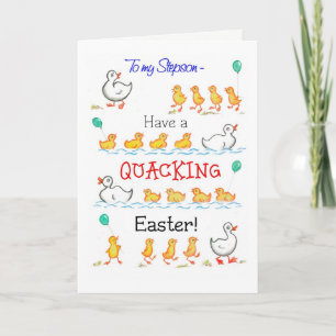 Cute Fun Ducklings Quacking Easter, for Stepson Feiertagskarte