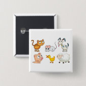 Cute Fun Farm Animals Button (Vorne & Hinten)