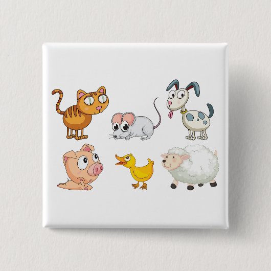 Cute Fun Farm Animals Button (Vorderseite)