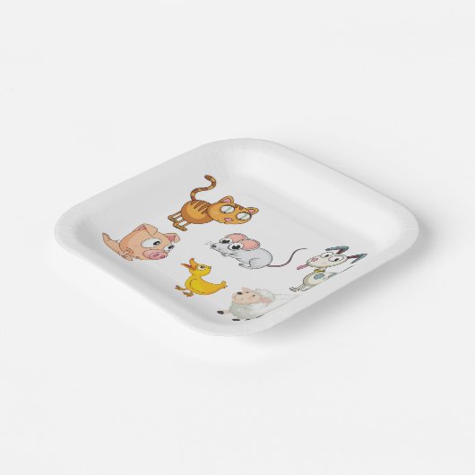 Cute Fun Farm Animals Pappteller (Gewinkelt)