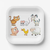 Cute Fun Farm Animals Pappteller (Vorderseite)