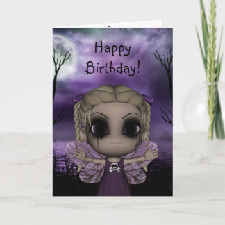 Cute Fun Gothic Fairy Happy Birthday 1 Karte