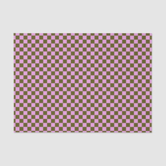 Cute Fun Modern Checkerboard Olive Lilac Geometric Seidenpapier (Vorderseite)