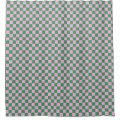 Cute Fun Modern Checkerboard Pink Green Geometric Duschvorhang (Vorderseite)