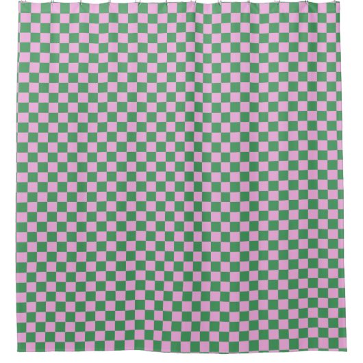 Cute Fun Modern Checkerboard Pink Green Geometric Duschvorhang (Vorderseite)