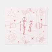 Cute Fun Pink Red Hand Drawn Christmas Fleecedecke (Vorderseite (Horizontal))