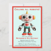 Cute Fun Robot Kid's Birthday Einladung (Vorderseite)