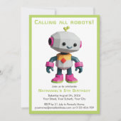 Cute Fun Robot Kid's Birthday Einladung (Vorderseite)