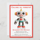 Cute Fun Robot Kid's Birthday Einladung (Vorderseite)