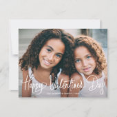 Cute Fun Script Happy Valentine's Day One Photo Feiertagskarte (Vorderseite)