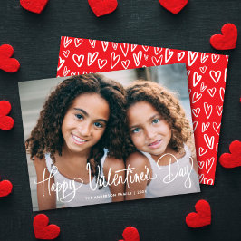 Cute Fun Script Happy Valentine's Day One Photo Feiertagskarte