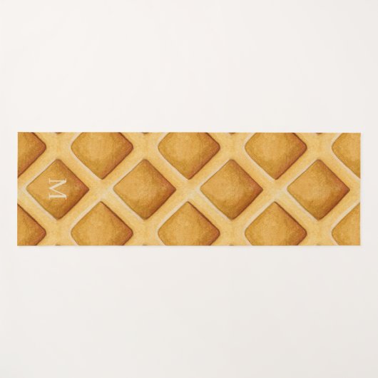 Cute Fun Waffle Pattern Monogram Yoga Mat Yogamatte (Vorderseite (Horizontal))