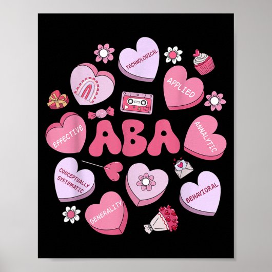 Cute Funny Aba Therapy Candy Heart Slp Behavior Va Poster (Vorne)