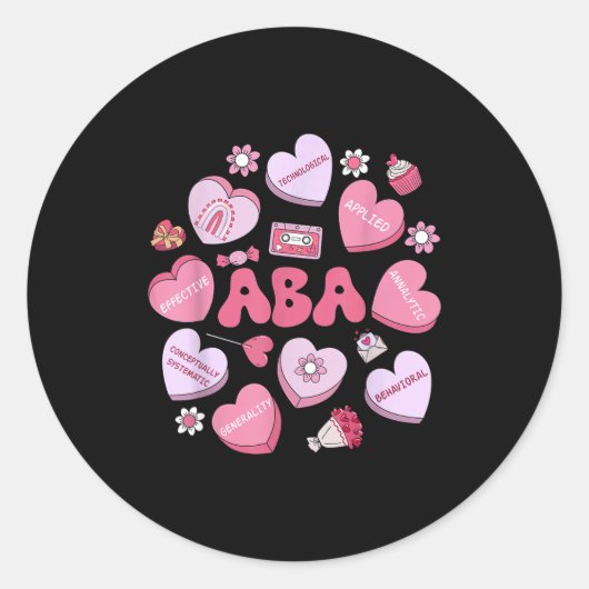 Cute Funny Aba Therapy Candy Heart Slp Behavior Va Runder Aufkleber (Vorderseite)