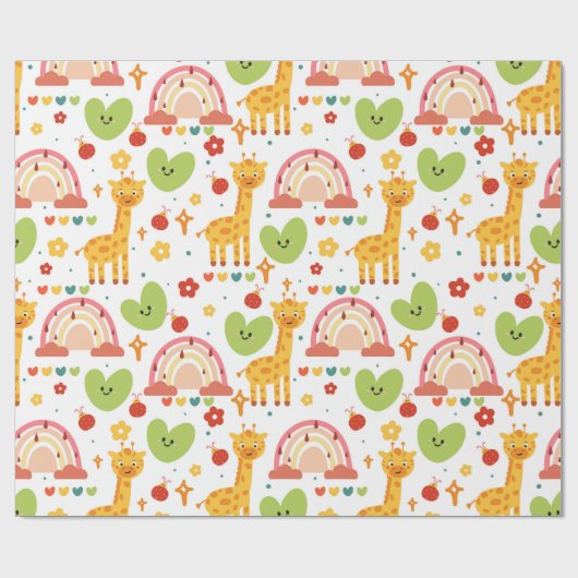 Cute funny animals and rainbows children's pattern geschenkpapier (Flach)