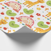 Cute funny animals and rainbows children's pattern geschenkpapier (Ecke)