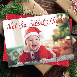 Cute Funny Baby Not So Silent Nights Photo Feiertagskarte