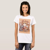 Cute Funny Barista Cat with Coffee T-shirt (Vorne ganz)