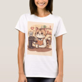 Cute Funny Barista Cat with Coffee T-shirt (Vorderseite)