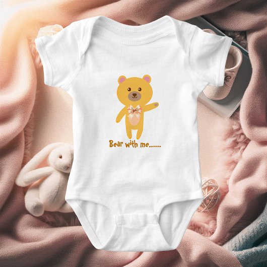 Cute Funny Bear With Me Baby Shower Personalized  Baby Strampler