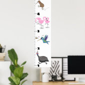 Cute funny birds cartoon growth chart poster (Heimbüro)