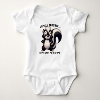 CUTE FUNNY BLACK AND WHITE SKUNK SAYING BABY STRAMPLER