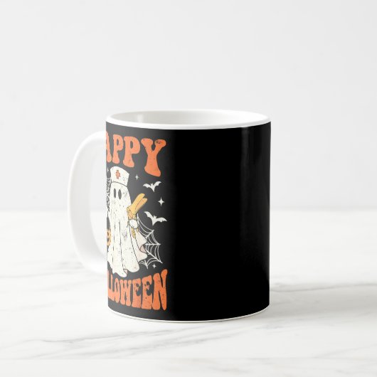Cute Funny Boo Ghost Nurses Pappy Halloween Obgyn Kaffeetasse (Vorderseite Links)