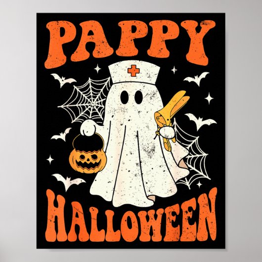Cute Funny Boo Ghost Nurses Pappy Halloween Obgyn  Poster (Vorne)