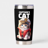 Cute Funny Captain's Cat in a Captain's Hat Thermobecher (Vorderseite)