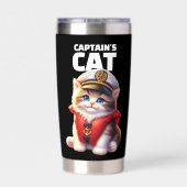 Cute Funny Captain's Cat in a Captain's Hat Thermobecher (Rückseite)