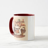 Cute Funny Cartoon Barista Cat Mug Tasse (Vorderseite Links)
