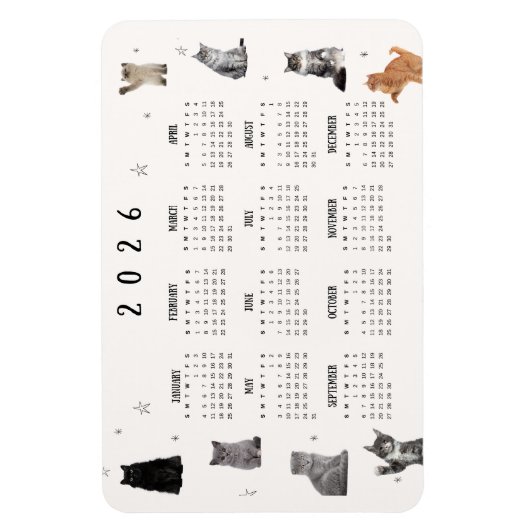 Cute Funny Cat 2026 Calendar Magnet (Vertikal)